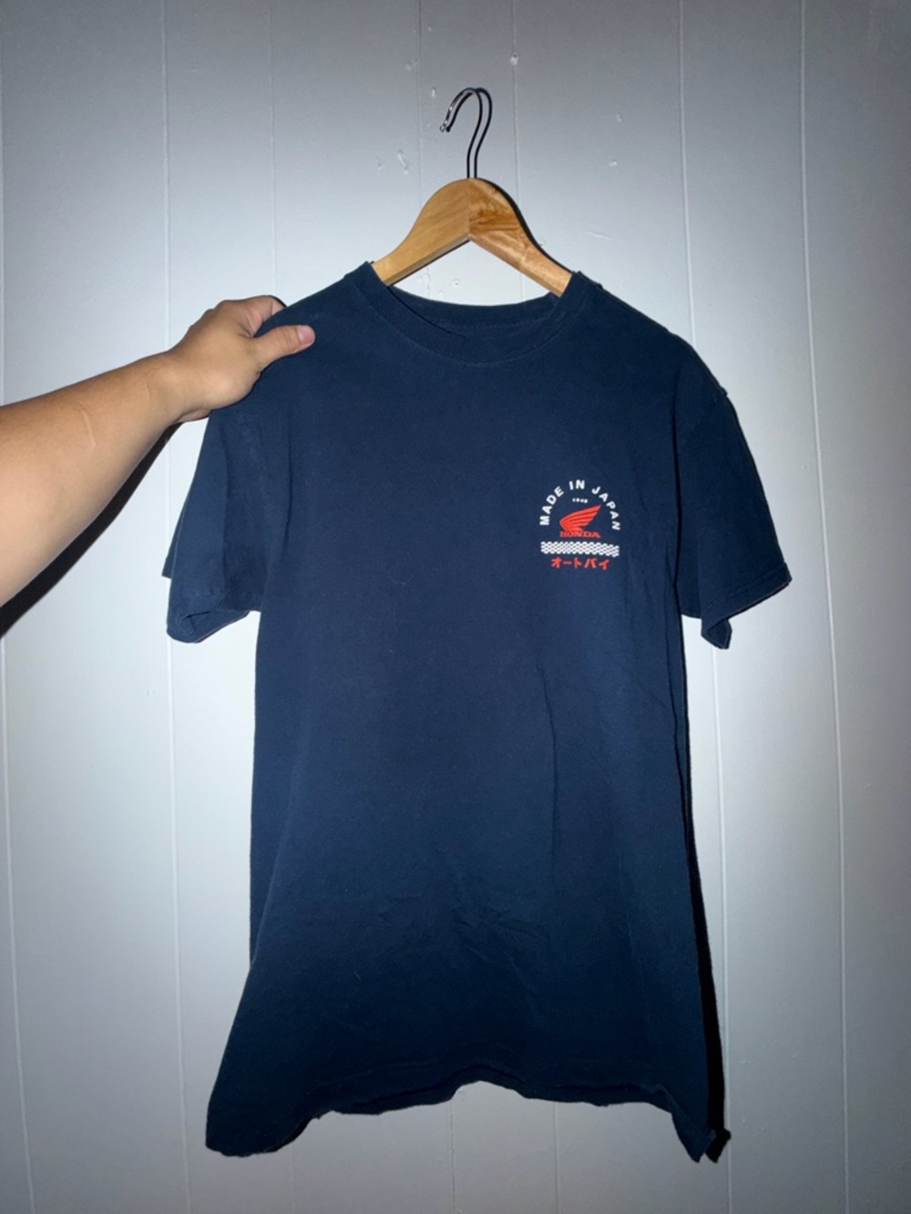 Made in Japan Graphic Tee - Navy with Red & White Logo